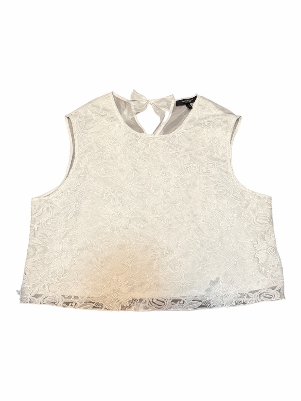 MARC NEW YORK Sleeveless Floral Lace Tie-Back Camisole in White